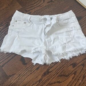 Tractr White Frayed Denim Shorts